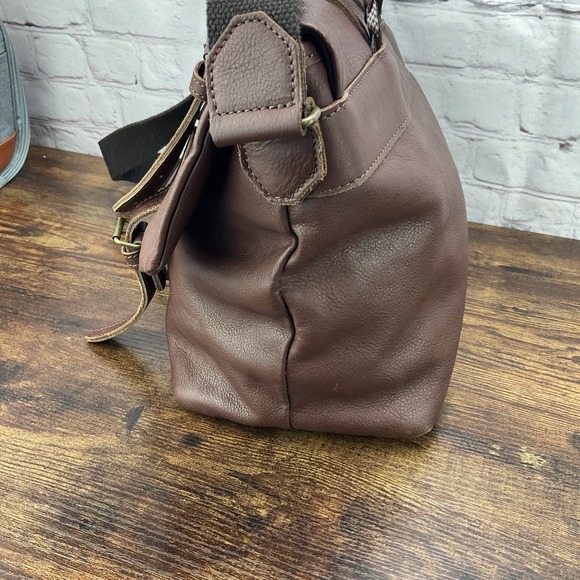 Bonfanti Leather brown Messenger Bag Crossbody Shoulder‎ Bag Braided Handle - Picture 4 of 11